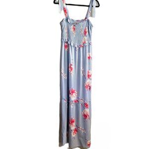 Magnolia Skye | Floral Smocked Top w/Tie Strap Maxi Dress | Size Large - Women's